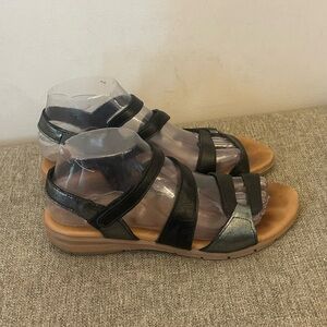 Tamaris  Black Leather  Slingback Sandals Size 38=7